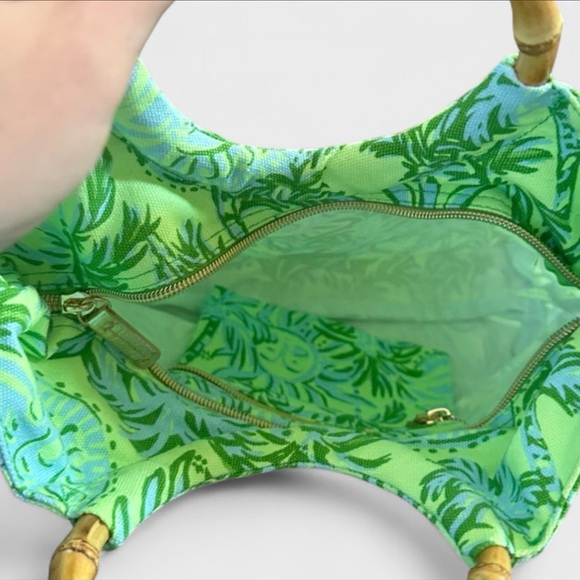 Lilly Pulitzer Bamboo handle bag Green-brand New - Picture 4 of 6